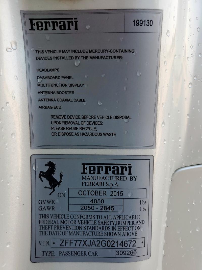 2016 FERRARI CALIFORNIA #3265001895