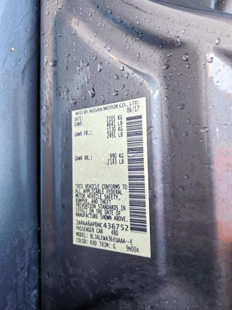 2017 NISSAN MAXIMA SL 1N4AA6AP0HC436752