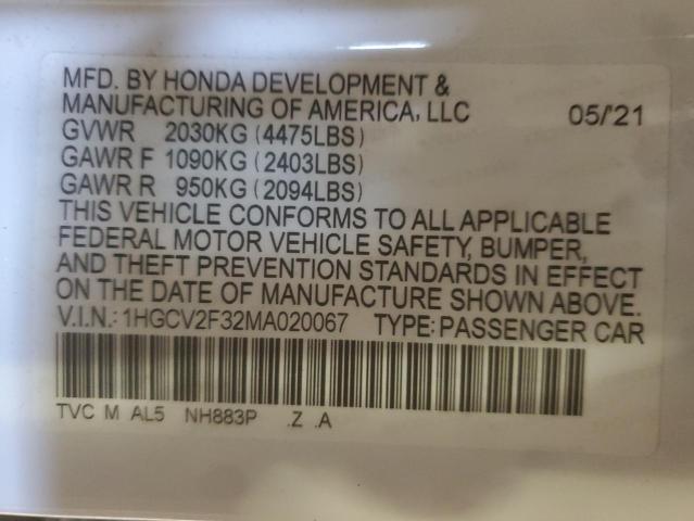 2021 HONDA ACCORD SPO #3294493534