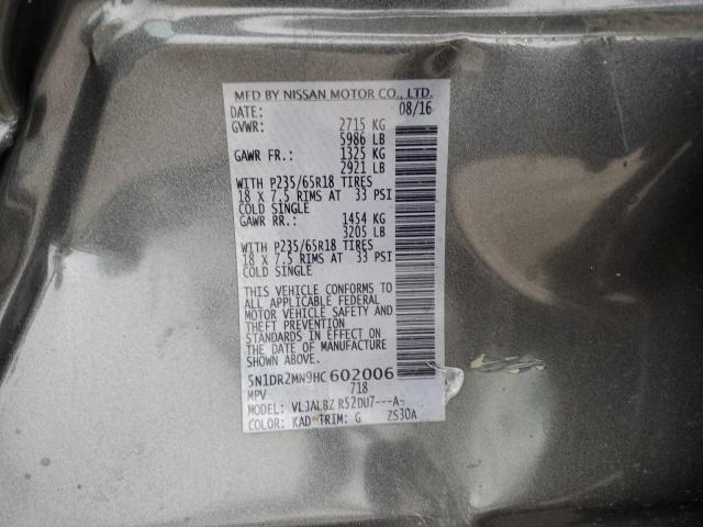 2017 NISSAN PATHFINDER 5N1DR2MN9HC602006