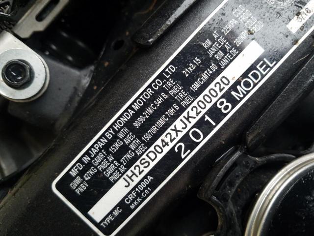 2018 HONDA CRF1000 - JH2SD042XJK200020