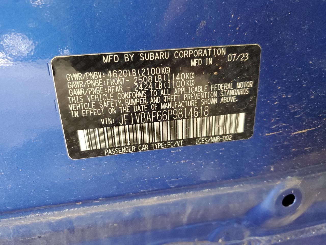 Lot #3301892441 2023 SUBARU WRX PREMIU