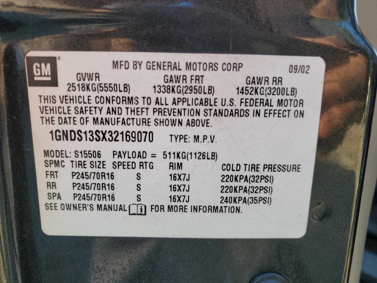 Lot #3275424722 2003 CHEVROLET TRAILBLAZE