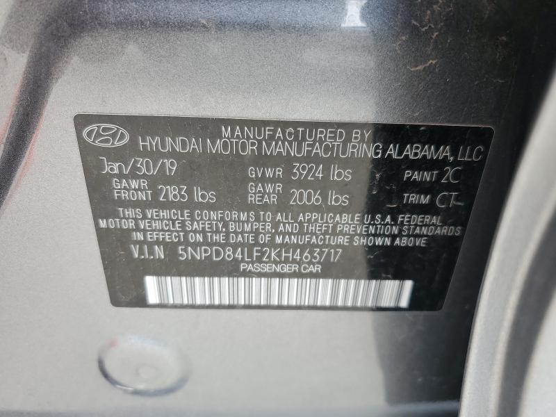 2019 HYUNDAI ELANTRA SE 5NPD84LF2KH463717