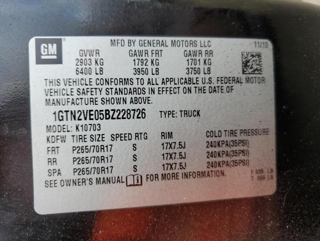 2011 GMC SIERRA K15 - 1GTN2VE05BZ228726