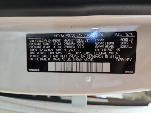2017 VOLVO XC90 T6 YV4A22PLXH1156561