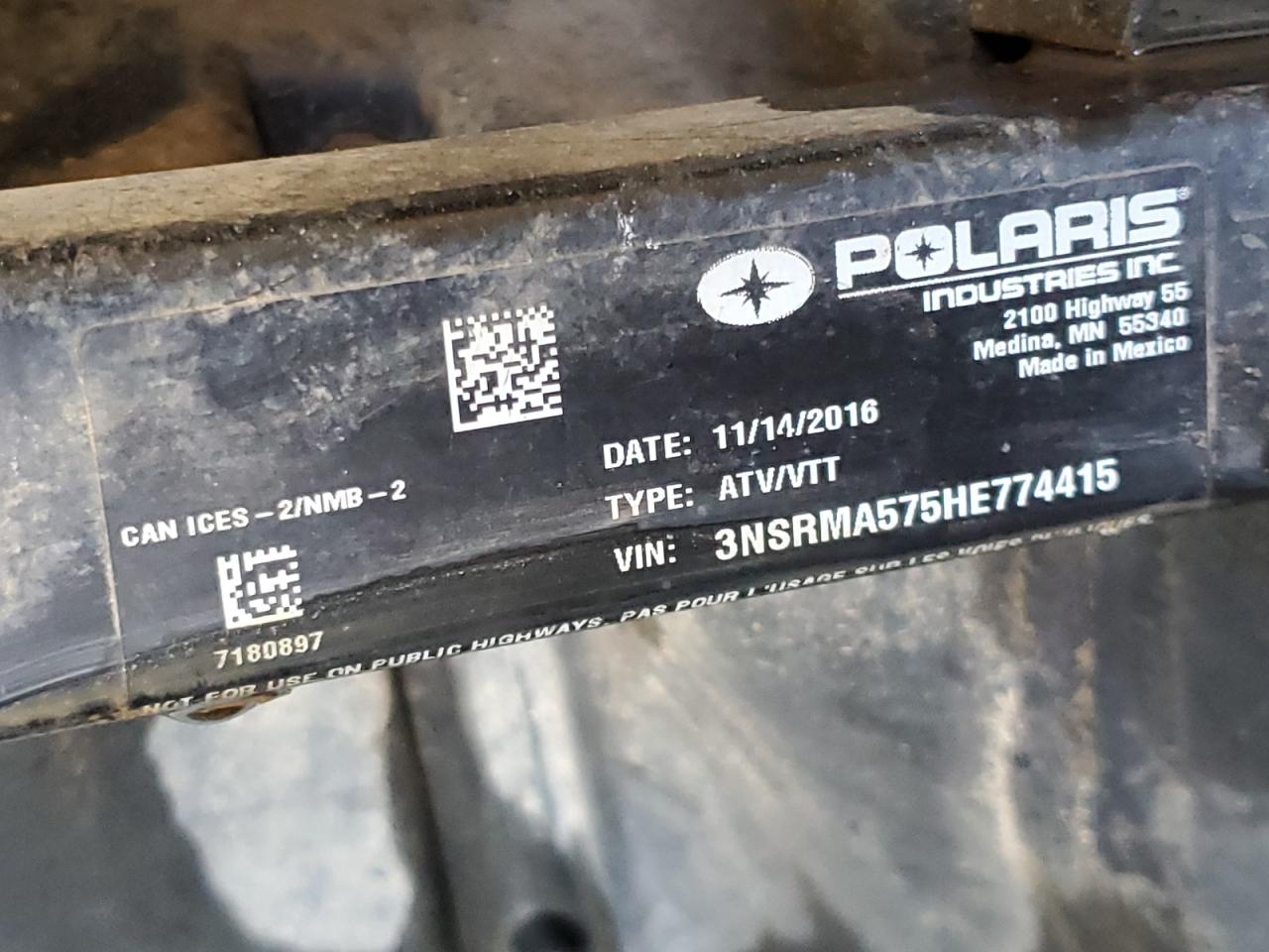 Lot #3273898779 2017 POLARIS RANGER 570