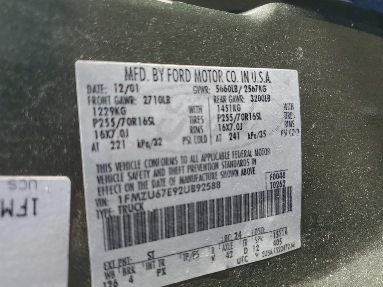 Lot #3303185777 2002 FORD EXPLORER S