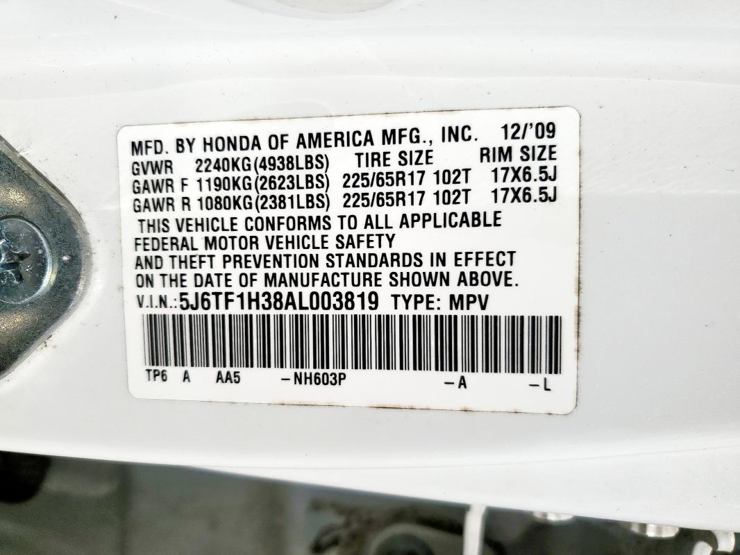 2010 HONDA ACCORD CRO - 5J6TF1H38AL003819