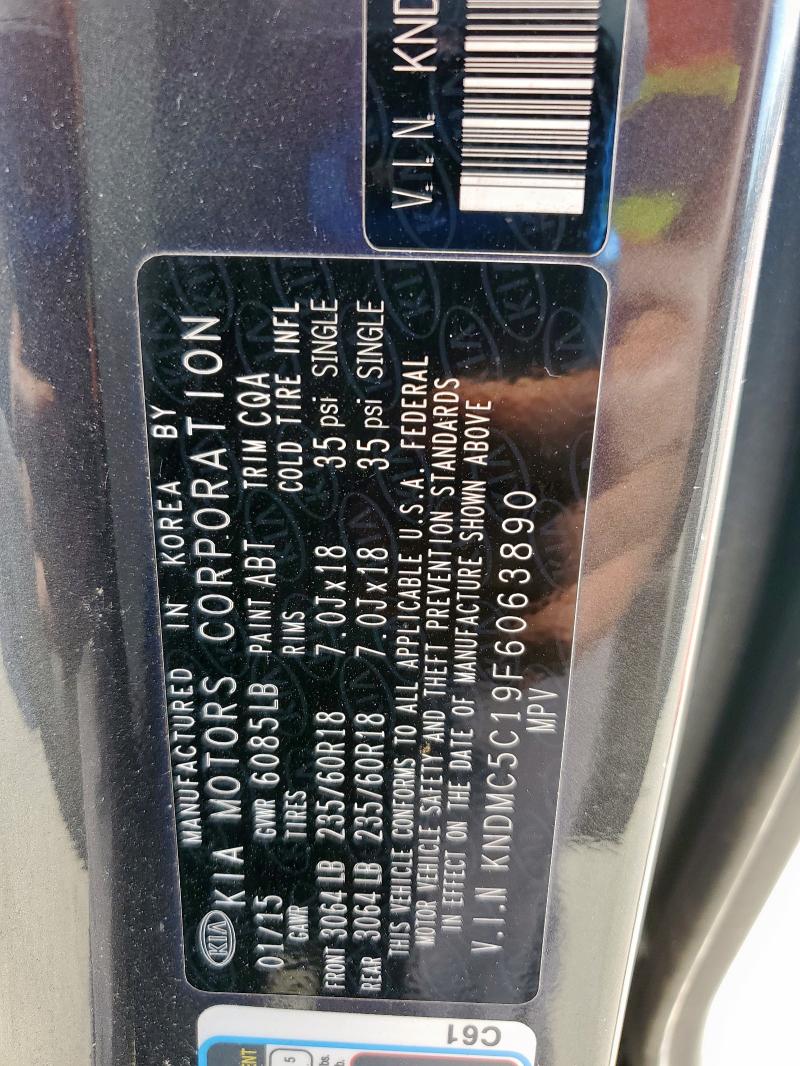 2015 KIA SEDONA EX KNDMC5C19F6063890