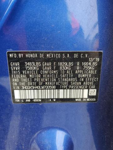 2020 HONDA FIT LX 3HGGK5H40LM700598