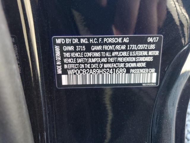 2017 PORSCHE BOXSTER S WP0CB2A89HS241689