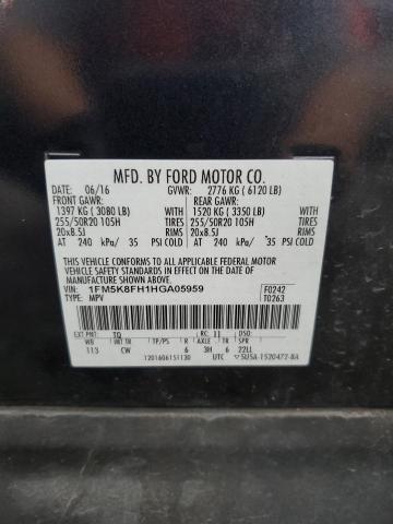 2017 FORD EXPLORER L 1FM5K8FH1HGA05959