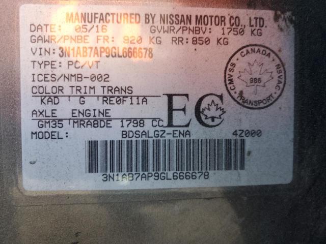 2016 NISSAN SENTRA S - 3N1AB7AP9GL666678