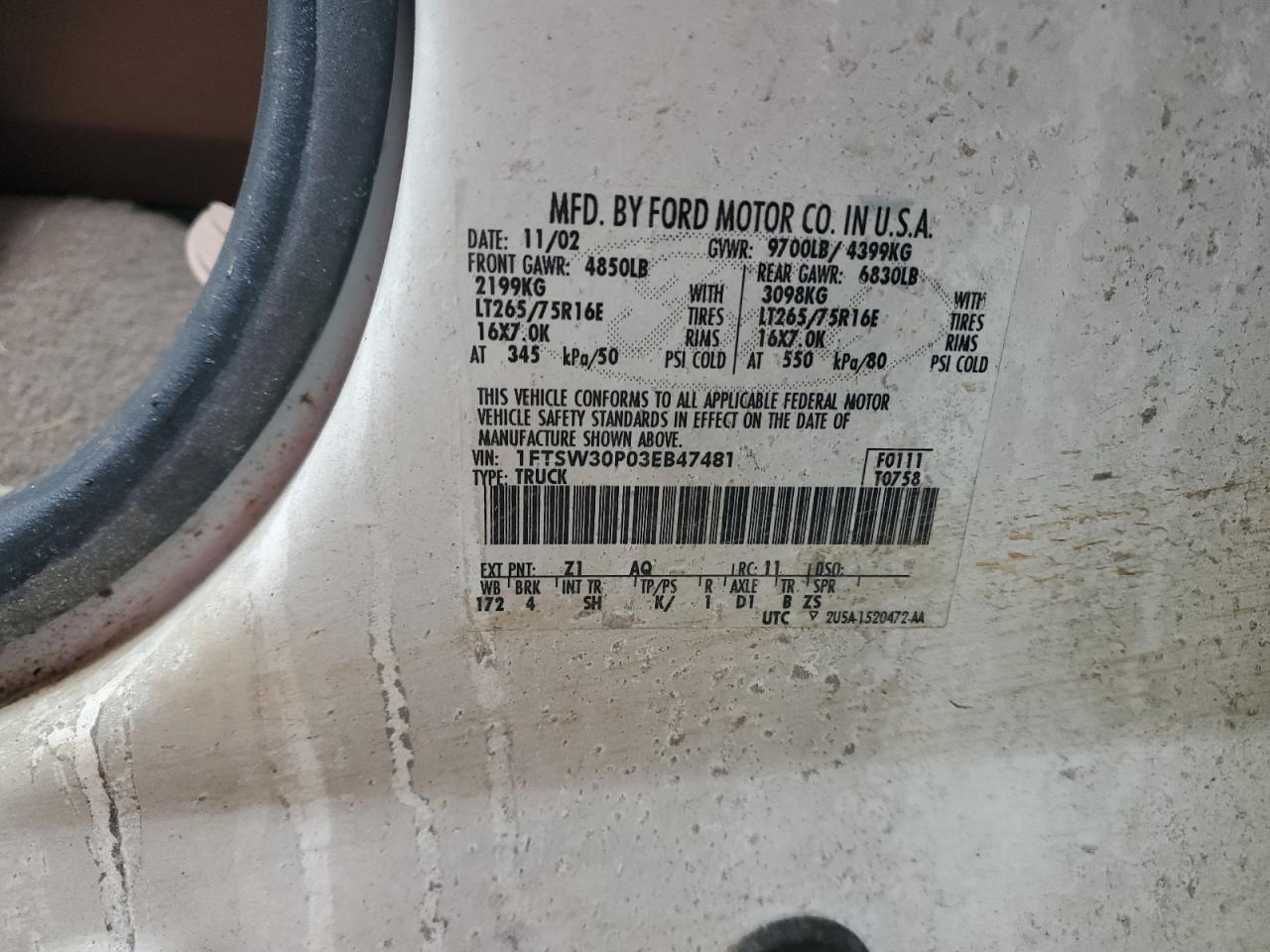 Lot #3281843498 2003 FORD F350 SRW S