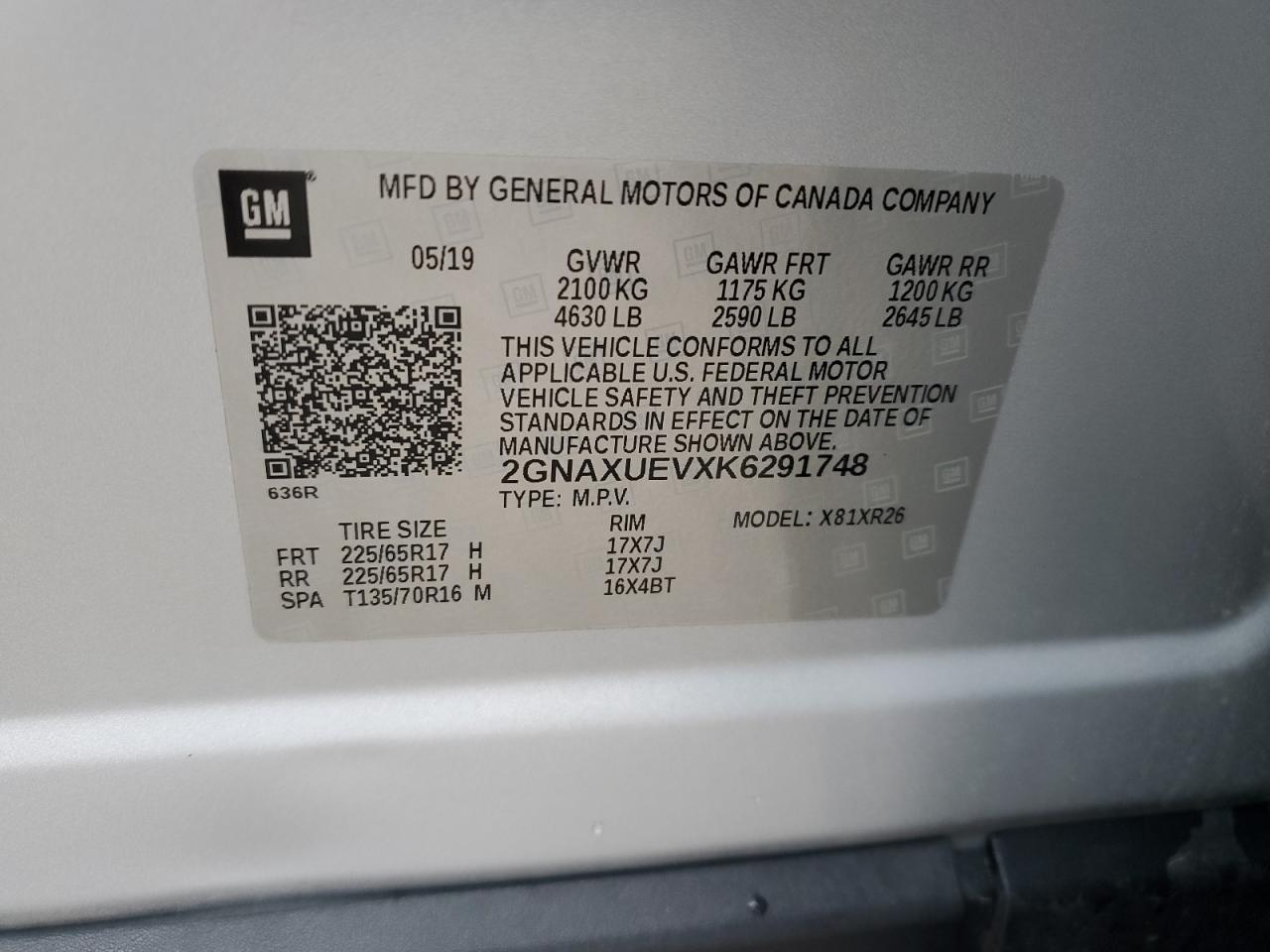 Lot #3270020999 2019 CHEVROLET EQUINOX LT