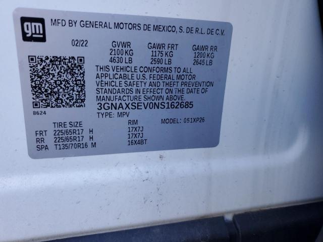 2022 CHEVROLET EQUINOX LS 3GNAXSEV0NS162685