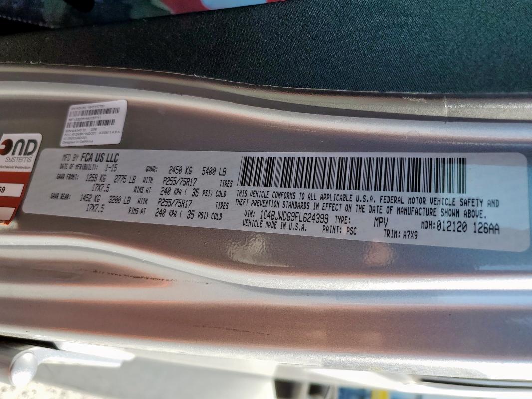 2015 JEEP WRANGLER U - 1C4BJWDG9FL624399