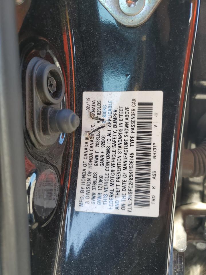 Lot #3305381308 2019 HONDA CIVIC SPOR