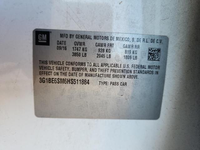 2017 CHEVROLET CRUZE LT - 3G1BE6SM6HS511884