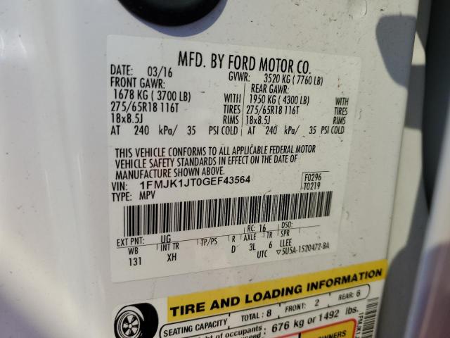 1FMJK1JT0GEF43564 Ford Expedition El Xlt