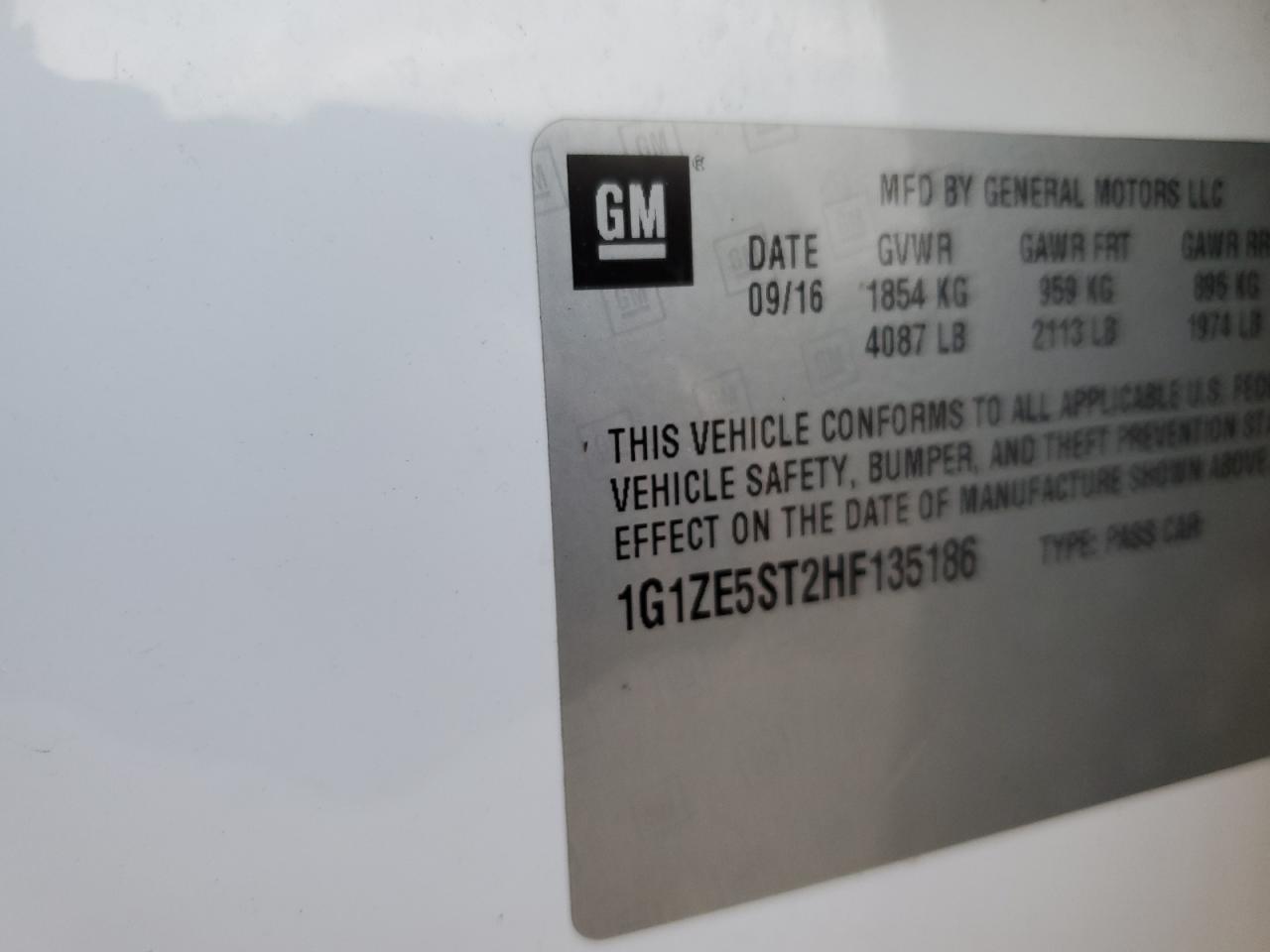 1G1ZE5ST2HF135186 CHEVROLET MALIBU 2017