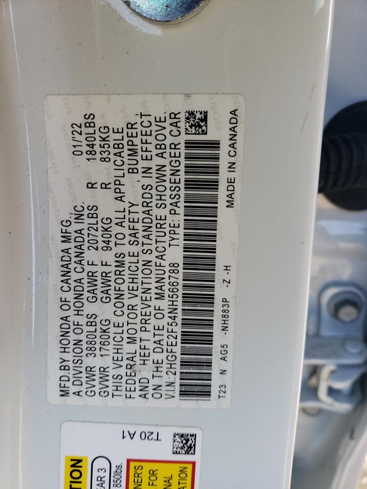 2HGFE2F54NH566788 HONDA CIVIC 2022