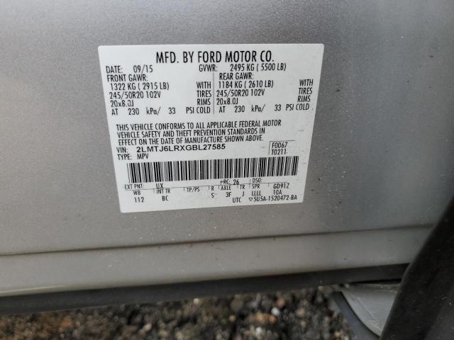 2016 LINCOLN MKX RESERV 2LMTJ6LRXGBL27585