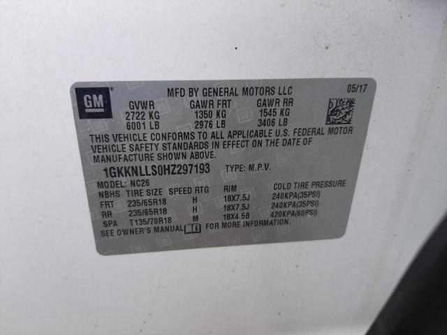 1GKKNLLS0HZ297193 GMC ACADIA SLE