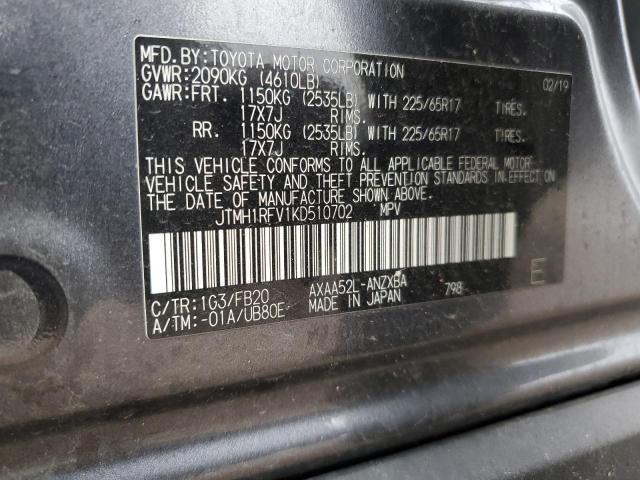 JTMH1RFV1KD510702 | 2019 TOYOTA RAV4 LE