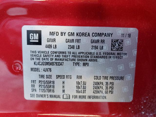 KL4CJGSM5KB793347 Buick Encore ESS 13