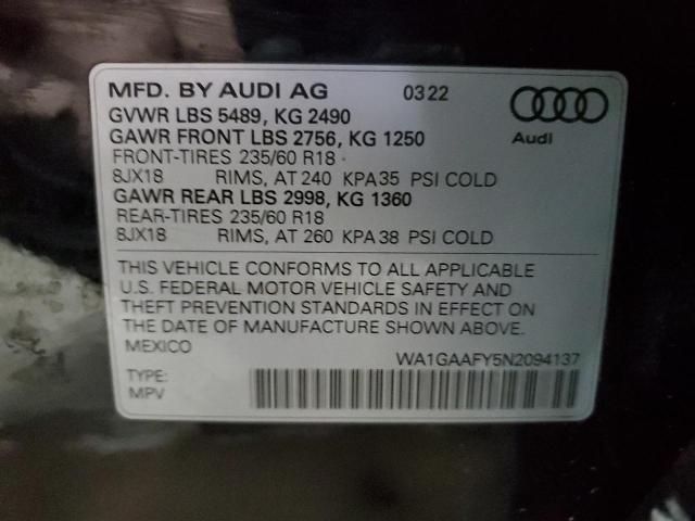 WA1GAAFY5N2094137 2022 AUDI Q5, photo no. 13