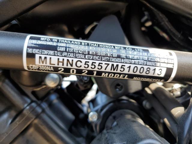 2021 HONDA CBF300 NA MLHNC5557M5100813