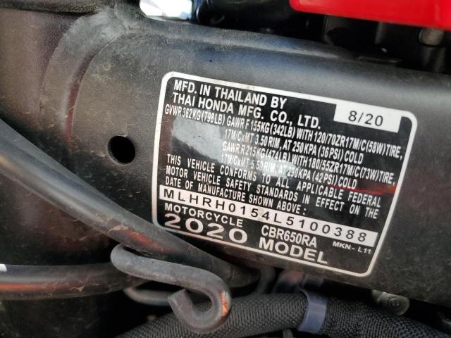 2020 HONDA CBR650 RA MLHRH0154L5100388