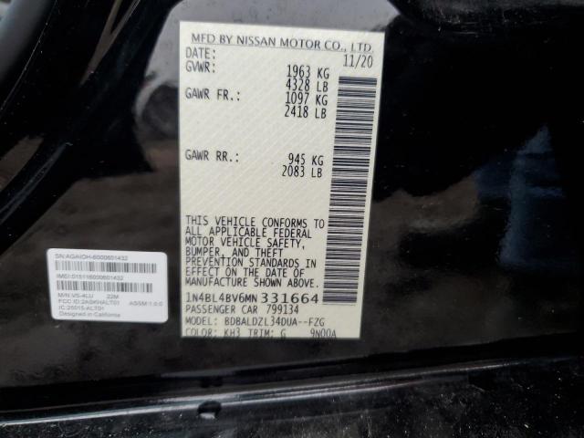 1N4BL4BV6MN331664 | 2021 NISSAN ALTIMA S