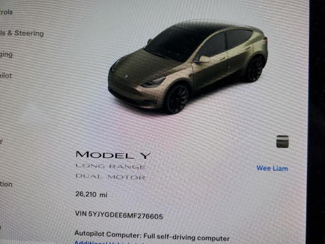 5YJYGDEE6MF276605 | 2021 TESLA MODEL Y