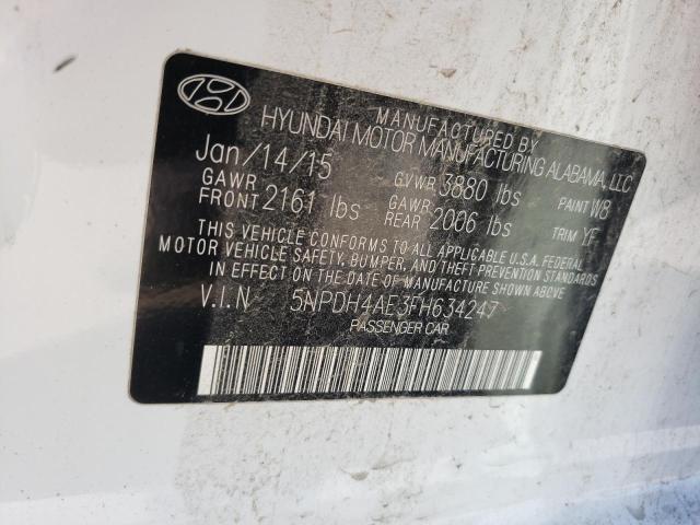 5NPDH4AE3FH634247 | 2015 HYUNDAI ELANTRA SE