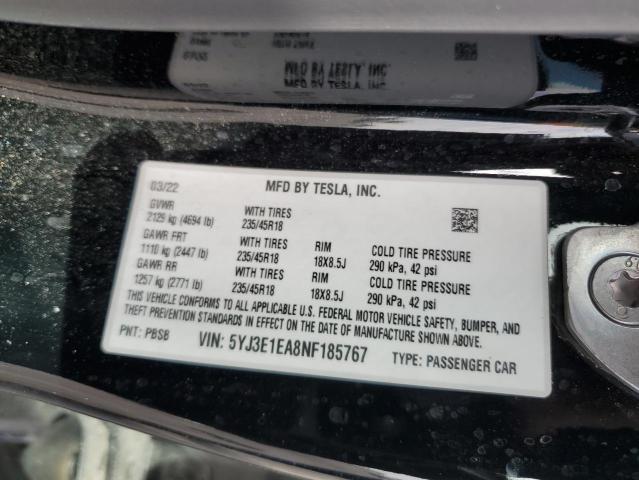  TESLA MODEL 3 2022 Чорний