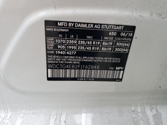 WDCTG4EB2FJ162848 Mercedes-Benz GLA 250