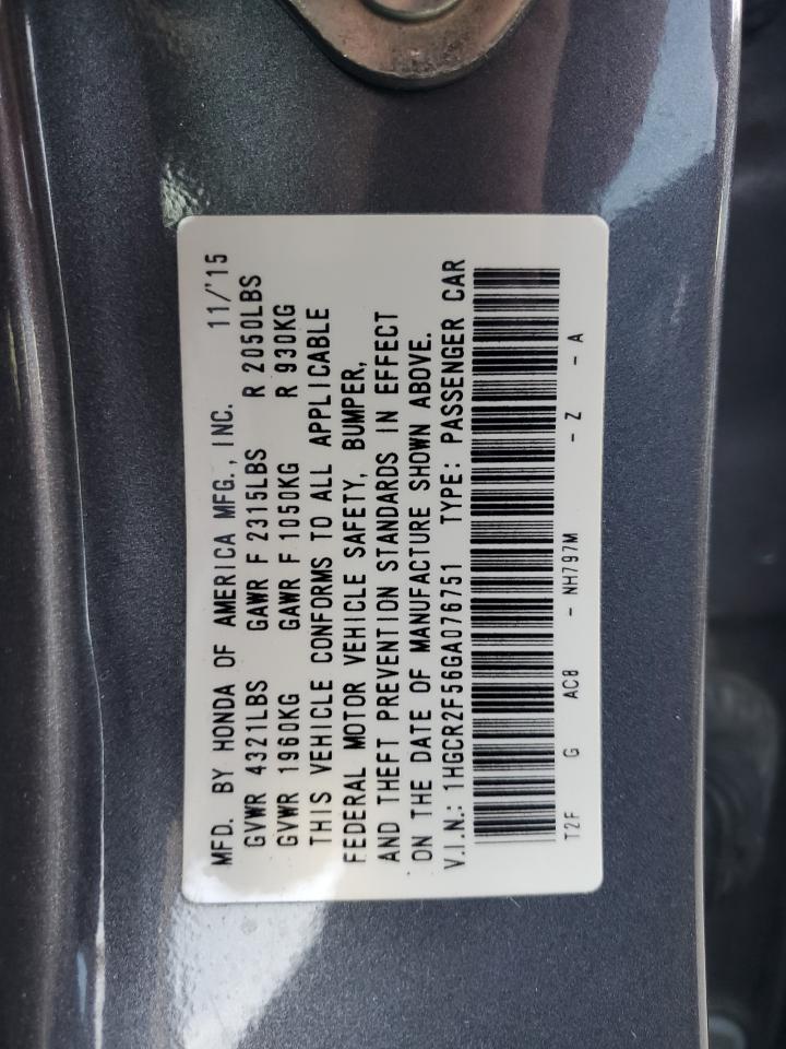 1HGCR2F56GA076751 HONDA ACCORD 2016