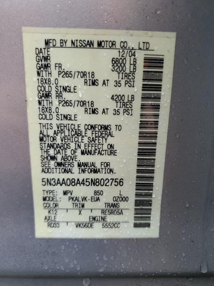 5N3AA08A45N802756 2005 Infiniti Qx56