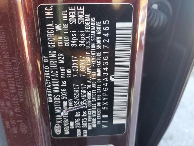 5XYPG4A34GG172465 KIA SORENTO LX