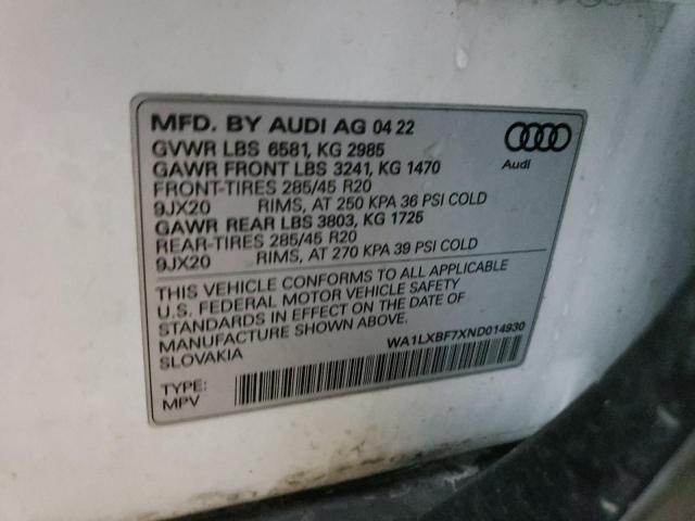 VIN WA1LXBF7XND014930 2022 Audi Q7, Premium Plus no.13