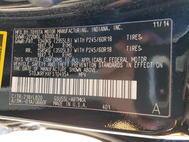 2015 TOYOTA HIGHLANDER - 5TDJKRFHXFS104954