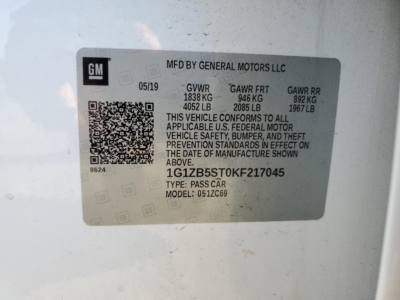1G1ZB5ST0KF217045 CHEVROLET MALIBU 2019