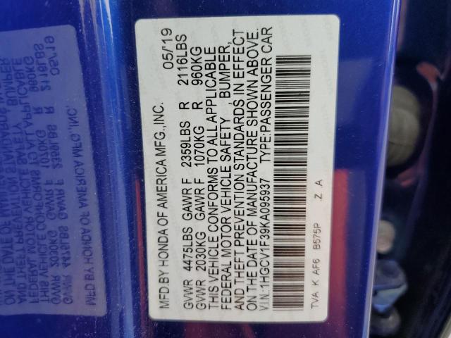 2019 HONDA ACCORD SPO - 1HGCV1F39KA095937