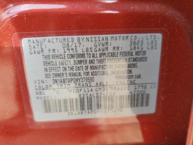 3N1AB7AP0HY379590 | 2017 NISSAN SENTRA S