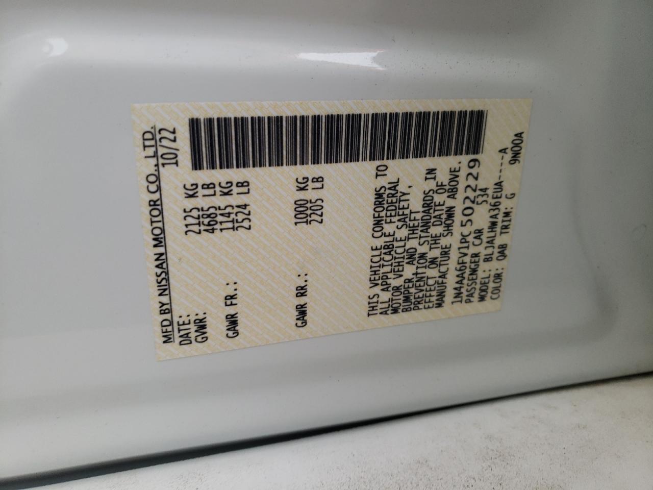 1N4AA6FV1PC502229 NISSAN MAXIMA 2023