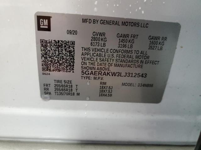 5GAERAKW3LJ312543 | 2020 BUICK ENCLAVE PR