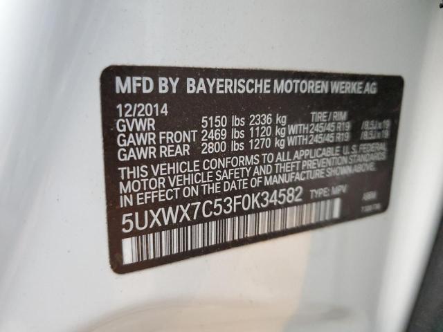 2015 BMW X3 xDrive35I VIN: 5UXWX7C53F0K34582 Lot: 77571653